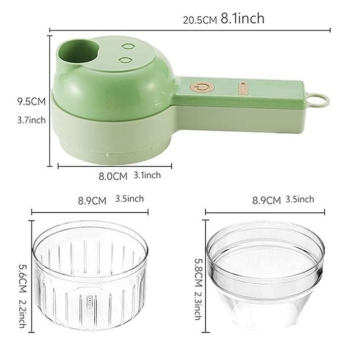 4-in-1 Portable Electric Vegetable Cutter Set – Wireless Food Chopper & Slicer for Garlic, Onion, Chili, Ginger | USB Rechargeable Kitchen Helper
